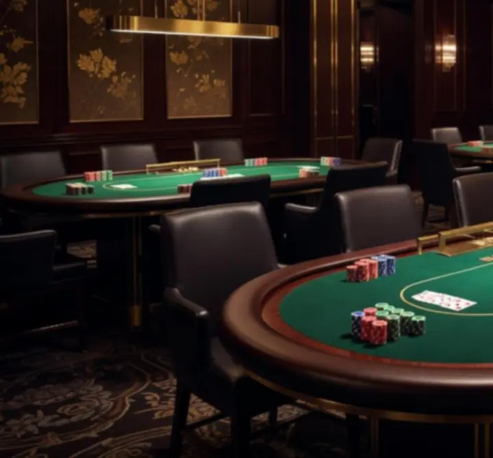 Elegancki pokój pokerowy przygotowany na wieczór kasynowy